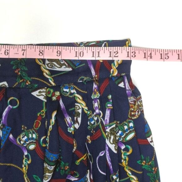 Vintage Breeches Maxi Skirt Womens Blue Crest Chain Printed XS/S 6 - Picture 7 of 11